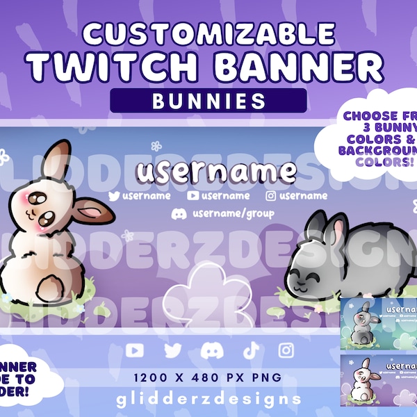 Bunny Banner For Twitch | Bunny Twitch Banner | Custom Banner for Twitch | Made to Order | Twitch Profile Banner