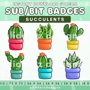 Cactus Twitch Sub Badge | Cactus Sub Badges for Streamers | Plant Sub Badges Twitch | Succulent Sub Badges