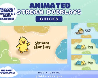 Chick Overlays Twitch ANIMATED | Animated Twitch Chick Overlay | Spring Overlay Pack Twitch | Chicken Stream Overlays | Chick Twitch Overlay