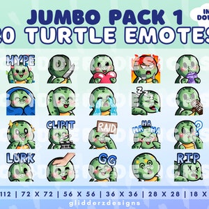 Turtle Emotes Twitch JUMBO Pack 1 | 20 Turtle Twitch Emotes | Cute Sea Turtle Emotes | Turtle Discord Emotes | Turtle Stream Emotes