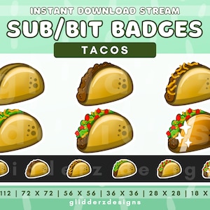 Taco Sub Badge Twitch | Stream Taco Emote | Taco Badges | Taco Twitch Sub Badge | Twitch Emote Taco | Taco Bit Badge