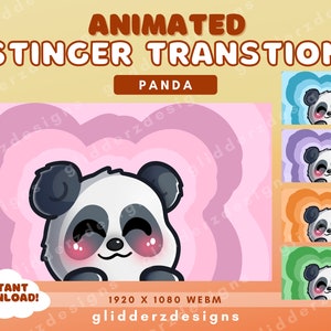 Panda Twitch Stinger Transition | Panda Stream Transition | Animated Stinger Transition | Purple, Pink, Blue, Orange, Green Scene Transition