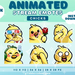 Chick Twitch ANIMATED Emotes | Chick Animated Twitch Emotes | Bird Animated Emote Pack 6 | Chicken Twitch Emotes Animated | Animate Emote