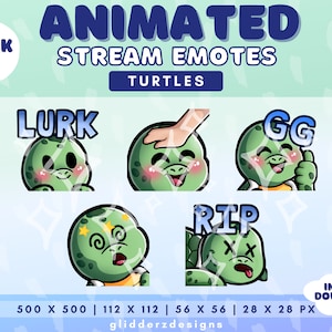 Twitch Turtle Animated Emotes | Turtle Twitch Emote Animated | Turtle Animated Discord Emotes | Cute Turtle Emotes for Streamers Pack 4
