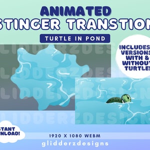 Turtle Stinger Transition Twitch | 2 Water Stinger Transitions | Turtle Stream Transition | Water Splash Twitch Stinger Transition