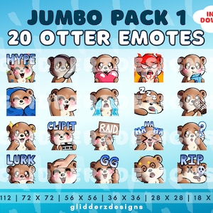 Otter Emotes Twitch JUMBO Pack 1 | 20 Otter Twitch Emotes | Cute Otter Emotes | Otter Discord Emotes | Otter Stream Emotes