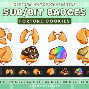 Cookie Twitch Sub Badge | Fortune Cookie Stream Badge | Twitch Fortune Cookie Bit Badges | Cookie Emote For Streamers | Food Stream Badges