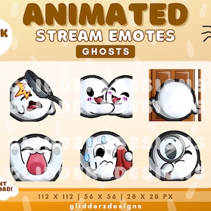 Ghost Animated Emote Pack 10 | Ghost Animated Twitch Emotes | Ghost Twitch Emotes | Cute Halloween Emotes