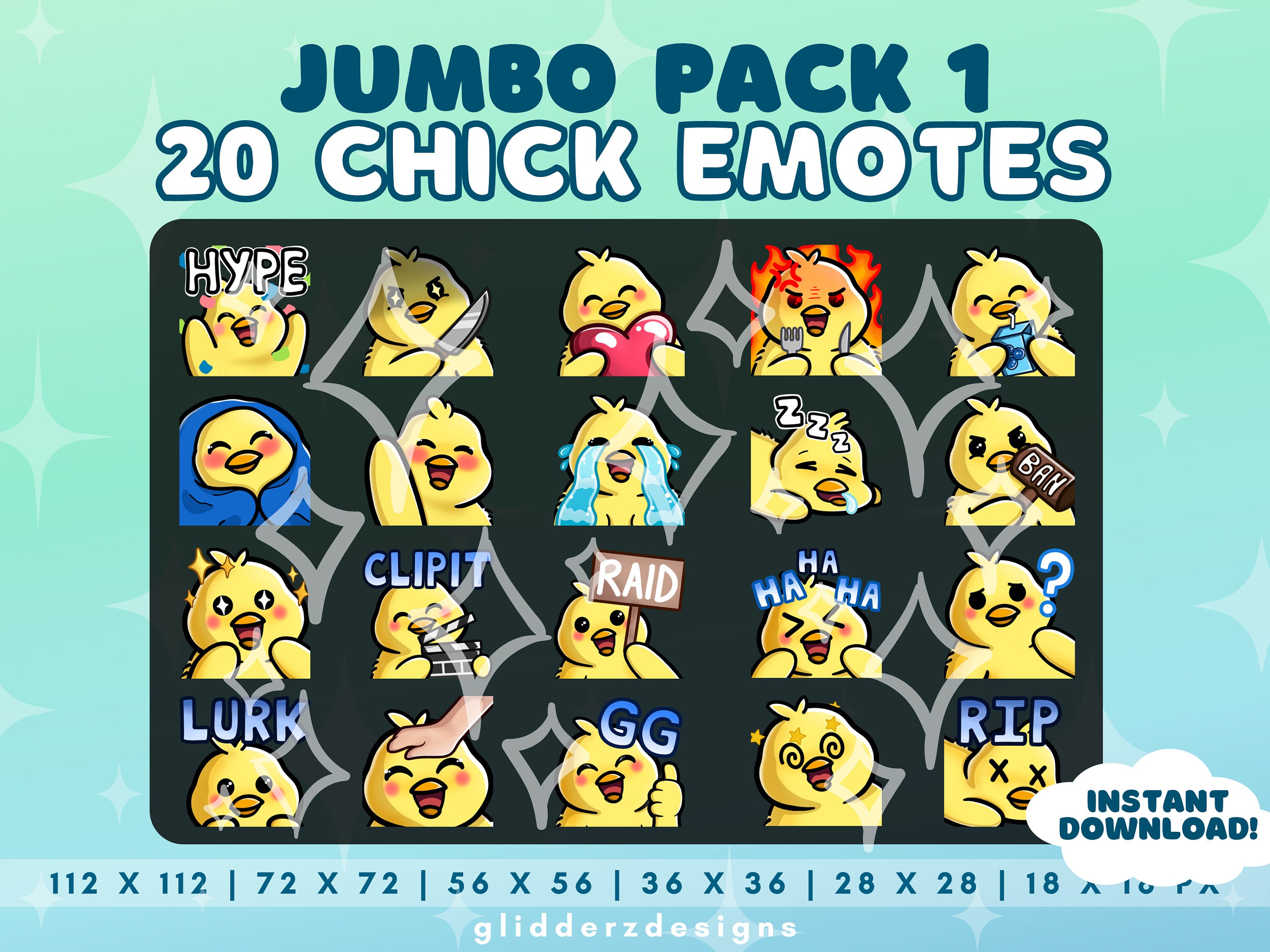 ひよこ絵文字 Twitch ジャンボパック 1 | ひよこ Twitch 絵文字 20 個