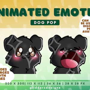 Black Dog Pop Emote Animated | Dog Pop Cat Emote | Pop Animated Emote for Twitch, Discord | Black Dog Twitch Emote