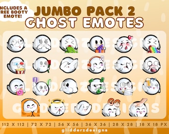 Ghost Twitch Emotes JUMBO PACK 2 | Twitch Ghost Emotes Pack | Cute Ghost Stream Emotes | 23 Halloween Emotes | Halloween Twitch Emotes