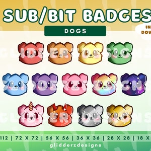 Dog Twitch Sub Badges | Dog Sub Badges | Cute Dog Bit Badges | Dog Twitch Badges/Dog Twitch Emotes 13 Puppy Sub Badges