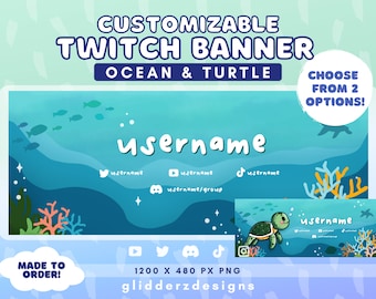 Ocean Twitch Banner | Turtle Twitch Banner | Cute Ocean Banner for Twitch Streamers | Sea Twitch Banner