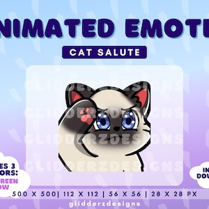 Siamese Cat Salute Animated Emote | Siamese Cat Animated Emote | Salute Twitch Emote Animated | Cat Salute Emote