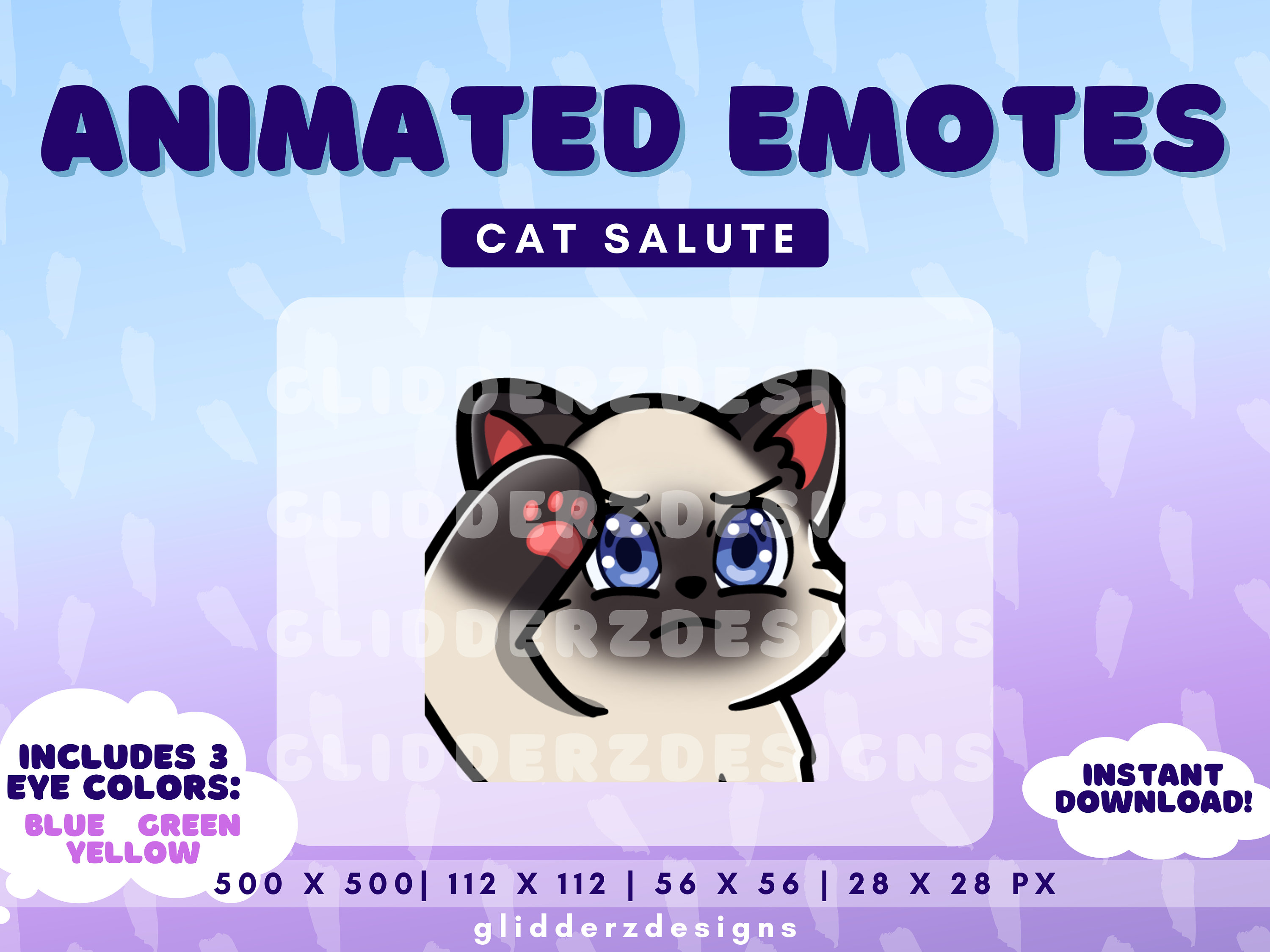 Siamese Cat Salute Animated Emote | Siamese Cat Animated Emote