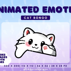 White Bongo Cat Animated Emote | Bongo Cat Twitch Emote | White Cat Bongo Emote | Bongo Cat Discord Emote | Animated Twitch Emotes Cats