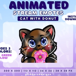 Donut Animated Twitch Emote | Tortoiseshell Cat Animated Emote | Cute Cat Emote Animated | Donut Animated Discord Emote | Cat Twitch Emote