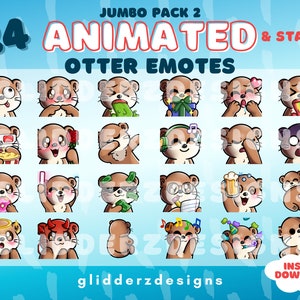 Otter ANIMATED Emotes Jumbo Pack 2 | 24 Static AND Animated Otter Emotes | Otter Twitch Emotes | Otter Animated Twitch Emotes