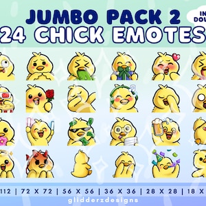 Chick Twitch Emote Jumbo Pack 2 | Cute Chick Emotes | Chicken Discord Emote Pack | 24 Chick Emotes