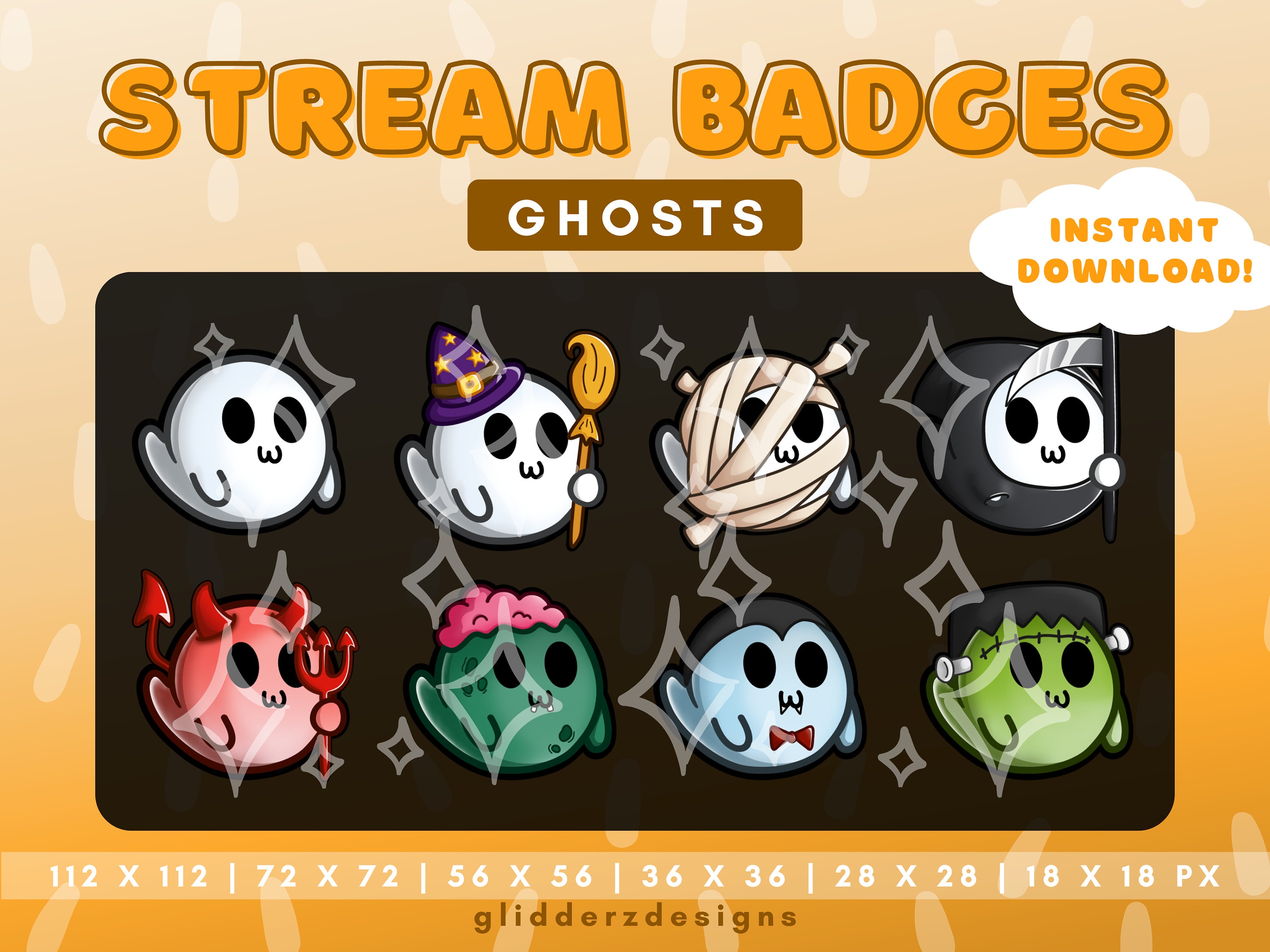 Ghost Sub Badges Twitch | Ghost Twitch Badges | Cute Ghost Badges and ...