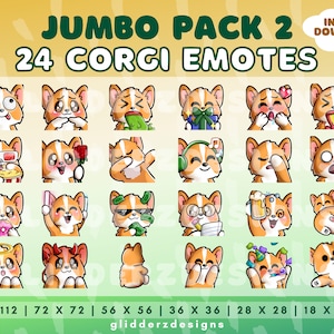 Corgi Twitch Emote Jumbo Pack 2 | 24 Corgi Emotes for Twitch, Youtube, and Discord | Cute Dog Twitch Emotes | Corgi Discord Emotes