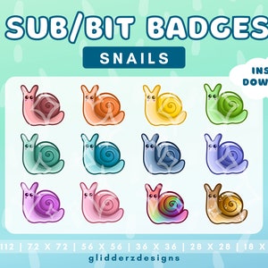 Snail Sub Badge | Twitch Snail Stream Badge | Snail Badge Twitch | Snail Bit Badge Stream | Rainbow Snail Sub Badge | Snail Twitch Sub Badge