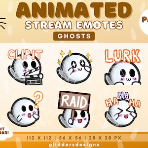 Ghost Animated Twitch Emotes | Halloween Animated Emotes | Ghost Emotes Twitch | Ghost Stream Emotes | Halloween Twitch Emotes