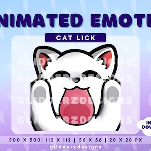 Lick Animated Emote White Cat | Lick Twitch Emote | White Cat Twitch Emotes | Lick Animated Emote | White Cat Animated Emote