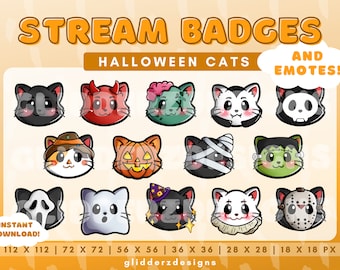 Halloween Cat Sub Badges | Halloween Sub Badges | Halloween Stream Badge | Cat Twitch Badges | Cat Emotes for Twitch, Youtube, Discord