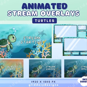 Schildkröte Twitch Overlay | Schildkröte Animiertes Stream Overlay | Ocean Twitch Overlay | Strand Twitch Overlay Animierte | Ocean Stream Overlays
