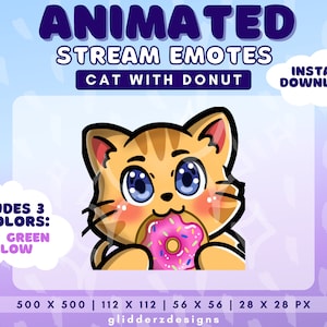 Orange Cat Donut Animated Emote | Orange Cat Animated Twitch Emote | Orange Cat Emotes Twitch | Cat with Donut Animated Discord Emote