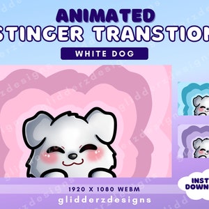 Dog Stinger Transition Animated | White Dog Animated Stinger Transition | Dog Animated Transition for Stream