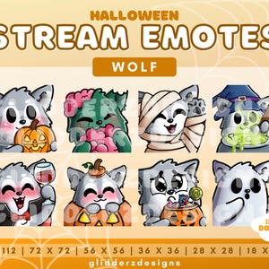 Wolf Halloween Twitch Emote Pack | Halloween Wolf Emotes | 8 Halloween Emotes | Wolf Twitch Emote