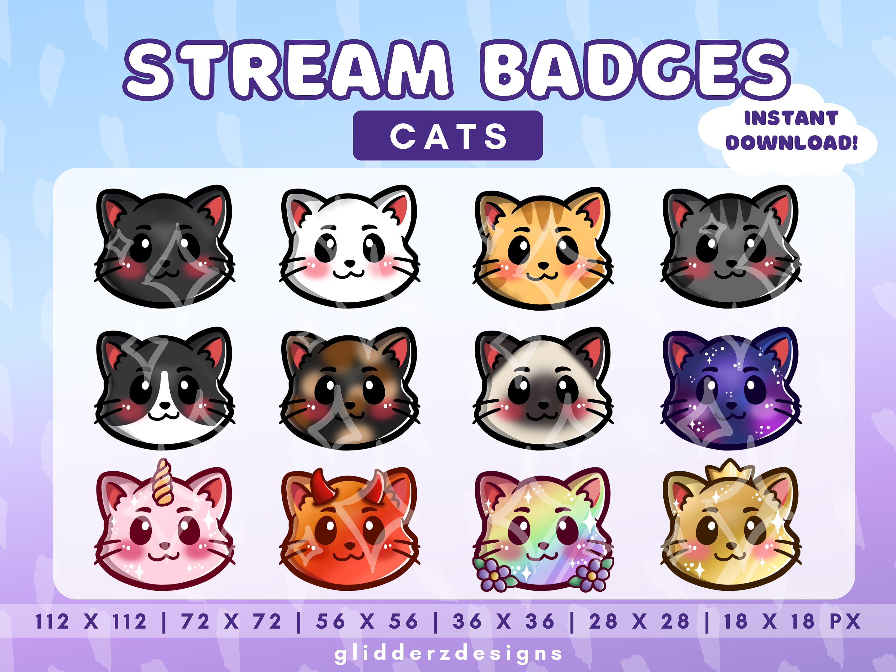 Cat Sub Badges Cat Badges for Streamers Cat Bit Badges Etsy UK