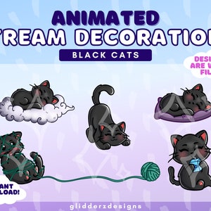Black Cat Animated Stream Decorations | Black Cat Stream Decorations | Black Cat Alerts | Black Cat Twitch Decoration