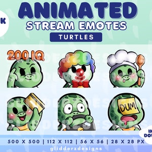 Turtle Animated Emote Pack 9 | Turtle Animated Twitch Emotes | Turtle Twitch Emotes | Cute Sea Turtle Emotes