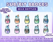 Milk Twitch Sub Badges | Milk Carton Sub Badge | Milk Sub Badges | Milk Twitch Badge | Cow Sub Badges Twitch | Milk Bit Badge