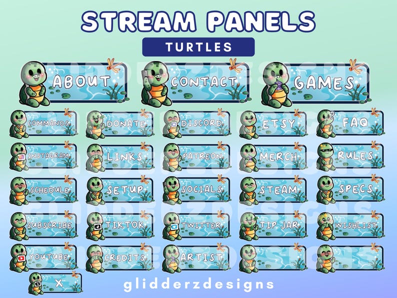 Turtle Panel Railing Turtle Panels for Twitch | Turtle Stream Panels | Turtle Twitch Panels ...