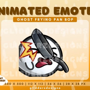 Ghost Bop Animated Emote | Frying Pan Emote Twitch | Cute Ghost Twitch Emotes | Ghost Emotes Animated | Bop Twitch Emote