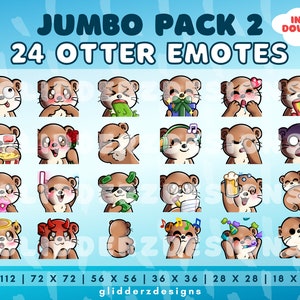 Otter Twitch Emote Jumbo Pack 2 | Otter Emotes | 24 Otter Emotes for Discord, Twitch, Youtube | Cute Otter Stream Emotes