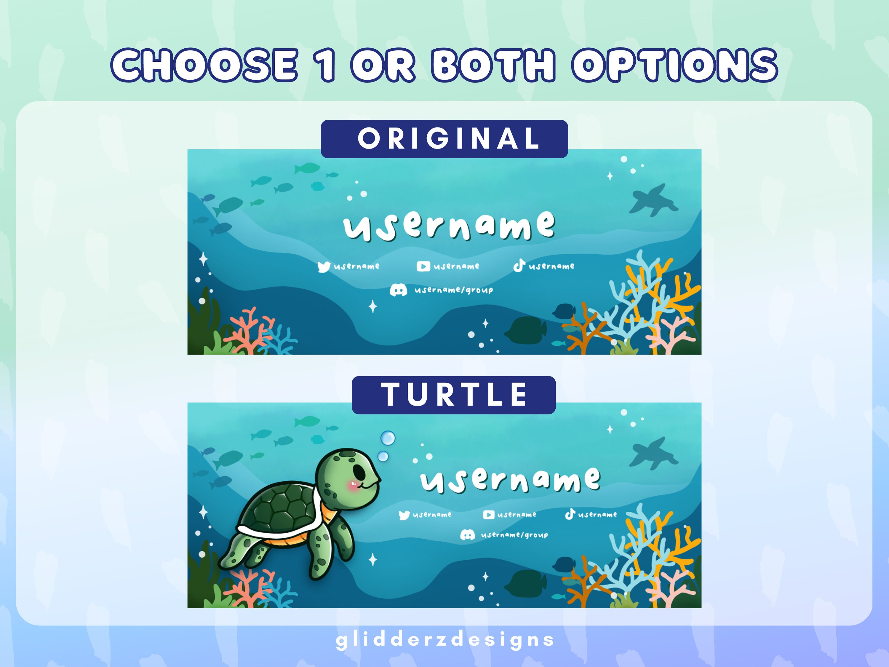 Custom Ocean Twitch Banner Turtle Twitch Banner Cute Ocean Etsy
