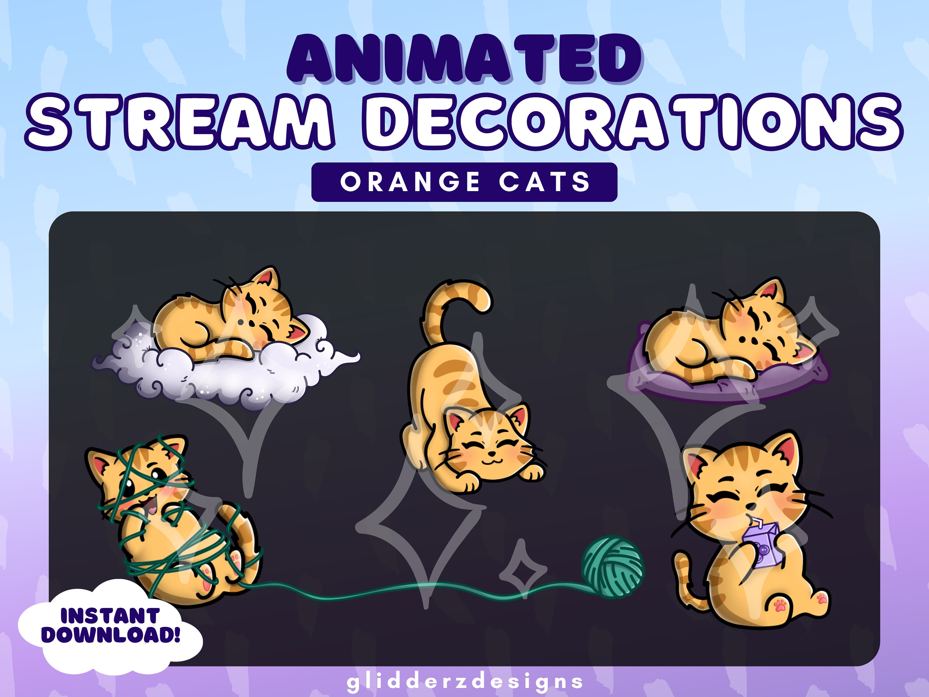 Orange Cat Animated Stream Decorations | Orange Cat Stream Decorations ...