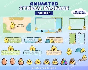 Chick ANIMATED Twitch Overlay Package | Chick Animated Stream Package | Chick Twitch Package | Chick Sub Badges Twitch | Stream Overlays