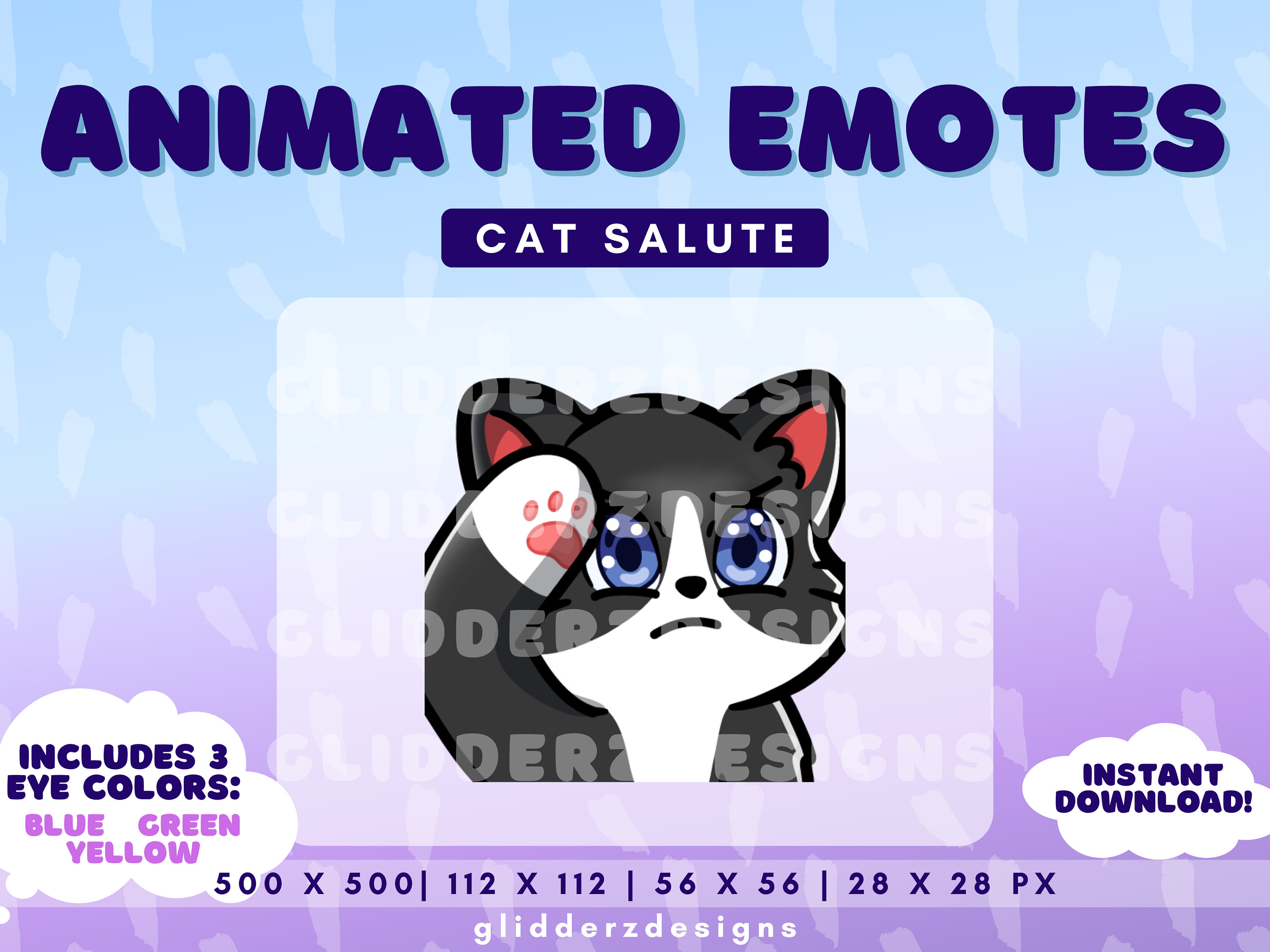 Tuxedo Cat Salute Animated Emote | Tuxedo Cat Animated Emote