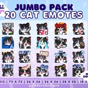 Twitch Tuxedo Cat Emote JUMBO Pack 1 | 20 Tuxedo Cat Twitch Emotes | Tuxedo Cat Stream Emotes Pack | Tuxedo Cat Emotes