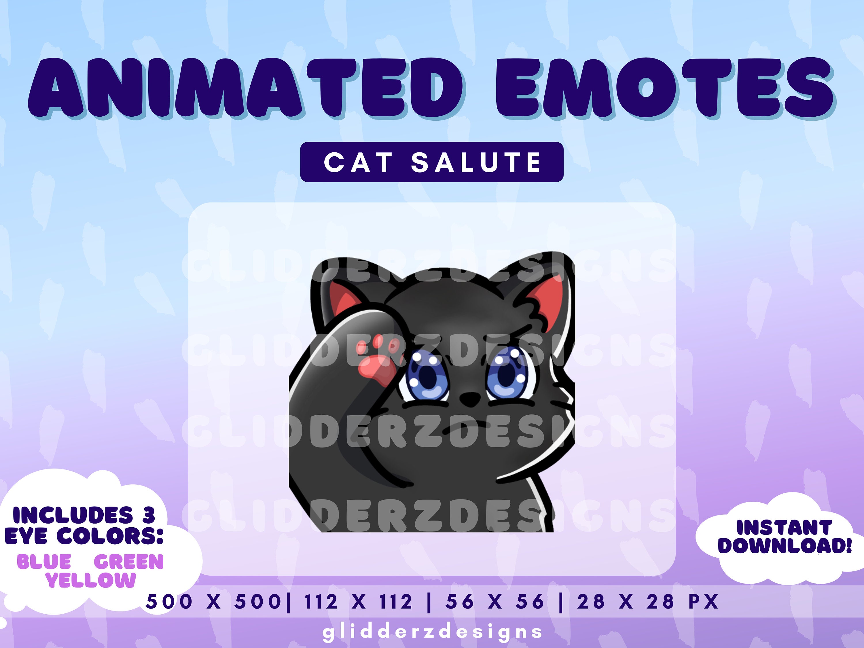 Black Cat Salute Animated Emote | Black Cat Animated Emote