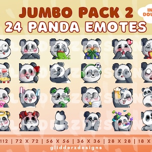 Panda Twitch Emote Jumbo Pack 2 | Panda Emotes | 24 Panda Emotes for Discord, Twitch, Youtube | Free Booty Emote | Cute Bear Emotes