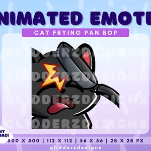 Black Cat Bop Animated Emote | Frying Pan Emote Twitch | Cute Cat Twitch Emotes | Black Cat Emotes Animated | Bop Twitch Emote