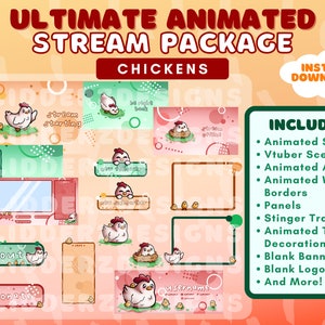 ULTIMATE Chicken Animated Twitch Package | Chicken Stream Package Animated | Animated Chicken Twitch Package | Chick Stream Overlay