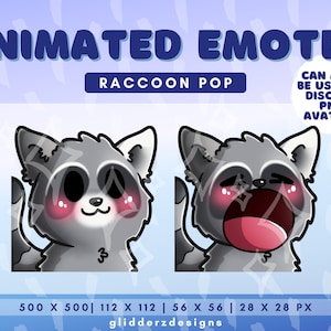 Raccoon Pop Cat Emote | Pop Cat Animated Twitch Emote | Pop Emote Animated | Raccoon Animated Emote | Raccoon Discord Avatar